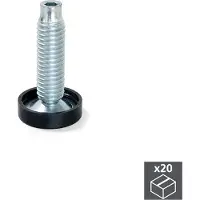 Emuca Stelpoot voor meubels, interne regeling, M10, D. 23 mm, hoogte 46 mm, Staal en kunststof, 20 st.