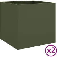 vidaXL Plantenbakken 2 st 42x40x39 cm staal olijfgroen