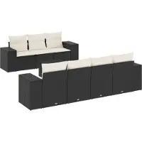 vidaXL 8-delige Loungeset met kussens poly rattan zwart