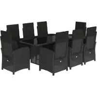 vidaXL 9-delige Tuinset poly rattan zwart