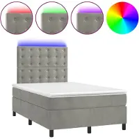 vidaXL Boxspring met matras en LED fluweel lichtgrijs 120x190 cm