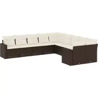 vidaXL 10-delige Loungeset met kussens poly rattan bruin