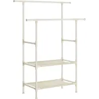 Songmics Hoppa! Songmics Kledingrek, Kapstok Van Metaal, Met 2 Kledingroedes, 2 Planken, Belastbaar Tot 70 Kg, Eenvoudige Montage, Wit