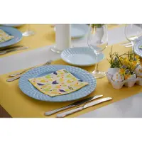 Duni tafelloper - papier - geel - 480 x 40 cm - Tafellopers/placemats