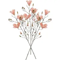 Mica Decorations Kunstbloemen Magnolia takken - 3x - 88 cm - zalmroze - Kunst zijde - Boeket - stelen - siertakken