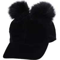 Sarcia.eu Zwart suède baseballpet met pompons