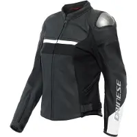 Dainese Rapida Leren Jas Dames Zwart Mat Zwart Mat Wit Maat 44