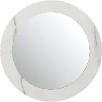 Dulaire Wandspiegel Marmer Look Wit Rond Hout Ø 60 cm