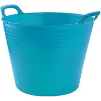 PlasticForte flexibele emmer/kuip - Set van 4x stuks - blauw - kunststof - rond - 25 liter - 42 x 38 x 33 cm - wasmanden - tuinafval - speelgoed