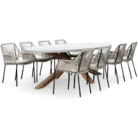 BUITEN living Livorno/Seville zand dining tuinset | 8 personen | betonlook + touw | 280cm ovaal - ovale tuintafel