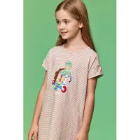 Woody slaapjurk meisjes - streep - schildpad - 231-1-DZA-Z/917 - maat 176
