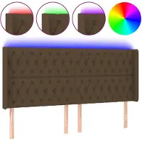 vidaXL Hoofdbord LED 203x16x118/128 cm stof donkerbruin
