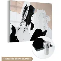 MuchoWow Glasschilderij 40x30 cm - Schilderij acrylglas - Zwart - Abstract - Design - Foto op glas - Schilderijen