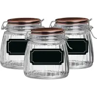 Urban Living Weckpot/inmaakpot - 4x - 1L - glas - met beugelsluiting - incl. etiketten - Weckpotten