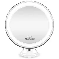 Uniq Zuigbeker cosmetische spiegel met LED -licht en 10x vergroting Make-up spiegels Wit