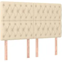 vidaXL Hoofdbord crème 160x7x118/128 cm stof