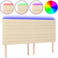 vidaXL Hoofdbord LED 160x5x118/128 cm stof crèmekleurig