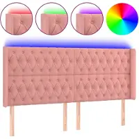 vidaXL Hoofdbord LED 183x16x118/128 cm fluweel roze