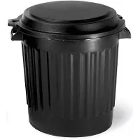 Eda Plastiques Power Tower vuilnisemmer met los deksel 80 liter recycled zwart