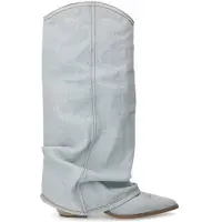 Sacha denim cowboy laarzen met omslag blauw female | Maat: 39