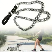 Nobleza Hondenriem met ketting - Maat L - Lengte 120 cm - Zwart