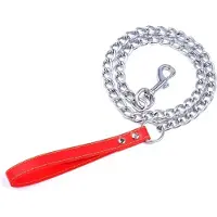 Nobleza Hondenriem Hond - Metalen Ketting - Uitlaatriem - 120 cm - Maat M - Rood