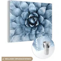 MuchoWow Glasschilderij 160x120 cm - Schilderij acrylglas - Planten - Blauw - Natuur - Foto op glas - Muurdecoratie woonkamer - Wanddecoratie slaapkamer - Schilderijen