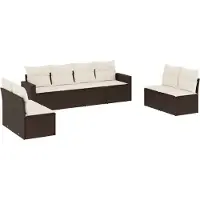 vidaXL 8-delige Loungeset met kussens poly rattan bruin
