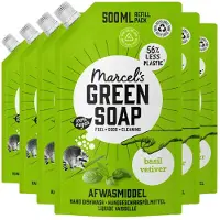 Marcel's Green Soap Afwasmiddel Navulling - Basilicum & Vetiver - 6 x 500 ml