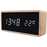 Northix Digitale wekker met houten design - Wit