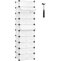 Hoppa! Songmics Diy Shoenenrek, 10 Niveaus - Half Transpararent Wit - Kunststof - 48 X 173 X 36 Cm