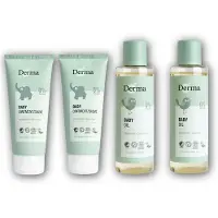 Derma Eco Baby Voordeelset - 2x Salve 100 ml en 2x Babyolie 150 ml - Parfumvrij - Voor Gevoelige Babyhuid - Hypoallergeen