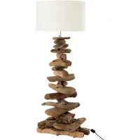 Jline Lamp+kap drijfhout naturel/wit medium