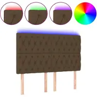 vidaXL Hoofdbord LED 144x7x118/128 cm stof donkerbruin
