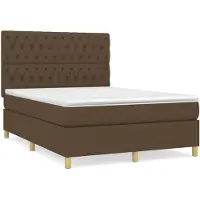 vidaXL Boxspring met matras stof donkerbruin 140x200 cm