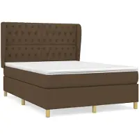 vidaXL Boxspring met matras stof donkerbruin 140x190 cm