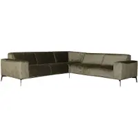 Livin24 Velvet hoekbank Vegas groen links/rechts