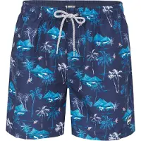 Happy Shorts Heren zwemshort tropisch eiland print donker