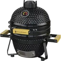 Kitchenbrothers Kamado BBQ– Incl. Accessoires & Pizzasteen – 50 x 38,5 x 47 cm – Zwart