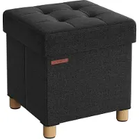 Songmics Kruk met deksel en opbergruimte, Zwart / 38 x 38 x 40 cm