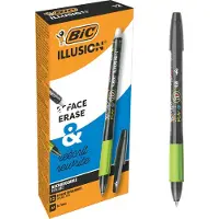 BIC Illusion Uitwisbare Navulbare Gelpen - Zwart - Doos van 12 - Medium Punt 0,7 mm