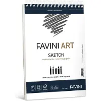 Favini Art Sketch Pad – 40 Vellen A4 – 90 g/m² – Voor Houtskool, Wasco, Potlood, Stift en Inkt – Spiraalgebonden – Perfect voor Tekenen & Schilderen