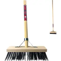 Synx Tools Staaldraad bezem Onkruidbezem met steel - staaldraadbezem met Houten Steel 150 cm