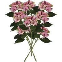 Mica Decorations Kunstbloemen boeket Hortensias - 8 stelen - roze - 51 cm - Kunst zijdebloemen