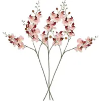 Mica Decorations Kunstbloemen Orchidee tak - 3x - lichtroze - 75 cm - Kunst zijdebloemen - siertakken - planten - bloemetjes
