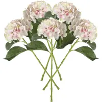 Mica Decorations Kunstbloem - 5x - Hortensia tak - lichtroze - 51 cm - losse steel - Kunst zijdebloemen