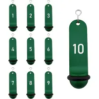 Combicraft Big Classic Groen aluminium hotel sleutelhanger met witte gravering 1 t/m 10 - 105 x 30 mm
