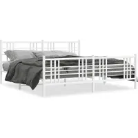 vidaXL Bedframe met hoofd- en voeteneinde metaal wit 193x203 cm