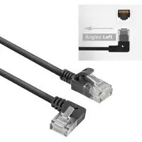 ACT Slimline Netwerkkabel U/UTP CAT6A LSZH RJ45 Haaks links naar recht 0,5 m Zwart