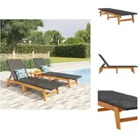vidaXL Ligbedden 2 st poly rattan en massief acaciahout zwart en bruin